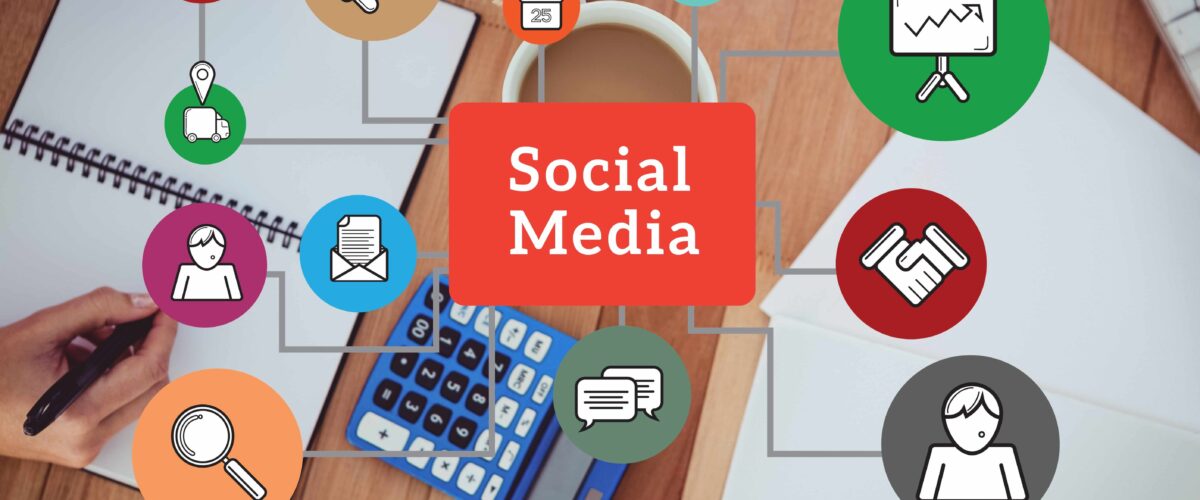 Structure social media with colored icons 1 1 1200x500